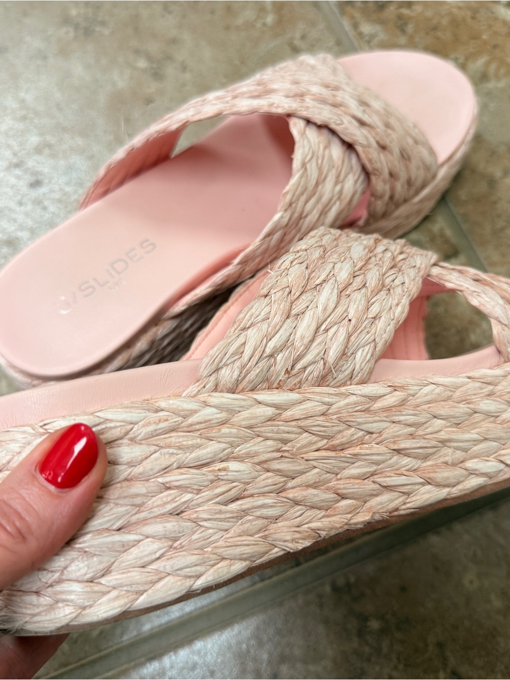 J/SLIDES Pink Braided Platform Slide Sandals